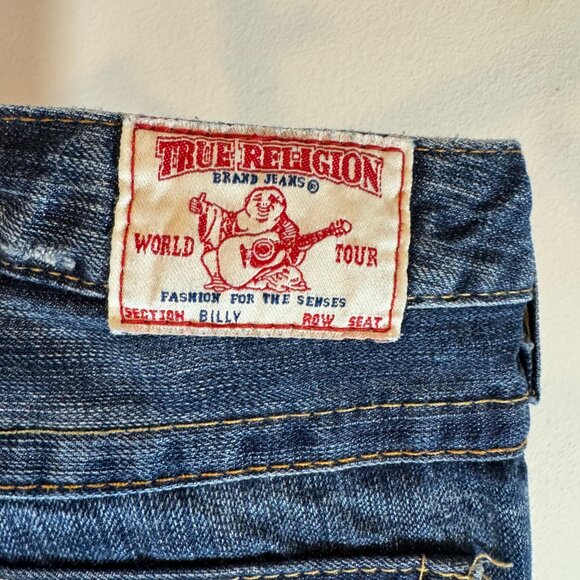 True Religion Low Rise Raw Hem Jean in Mid Wash Slim Fit Womens 26x31 - Picture 10 of 10